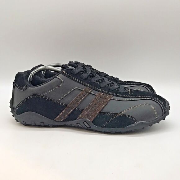 Perry Ellis America Franklin  Sneaker Men's 10 Black Leather Suede Lace Up Shoes - Picture 1 of 11